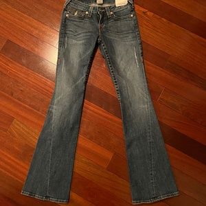 True religion low waisted flare jeans with black diamonds NEW